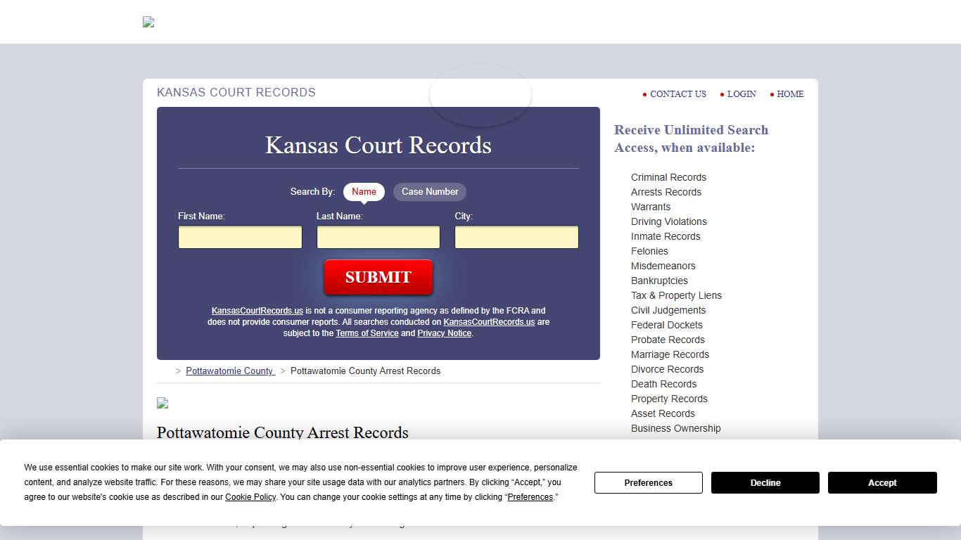 Pottawatomie County Arrest Records | KansasCourtRecords.us